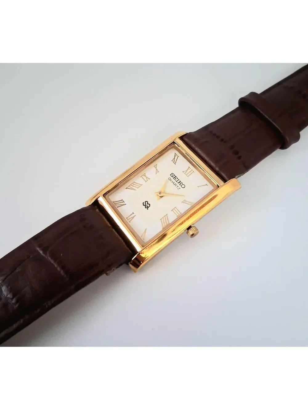 Men's Vintage Seiko Tank Leather Wrist Watch RARE